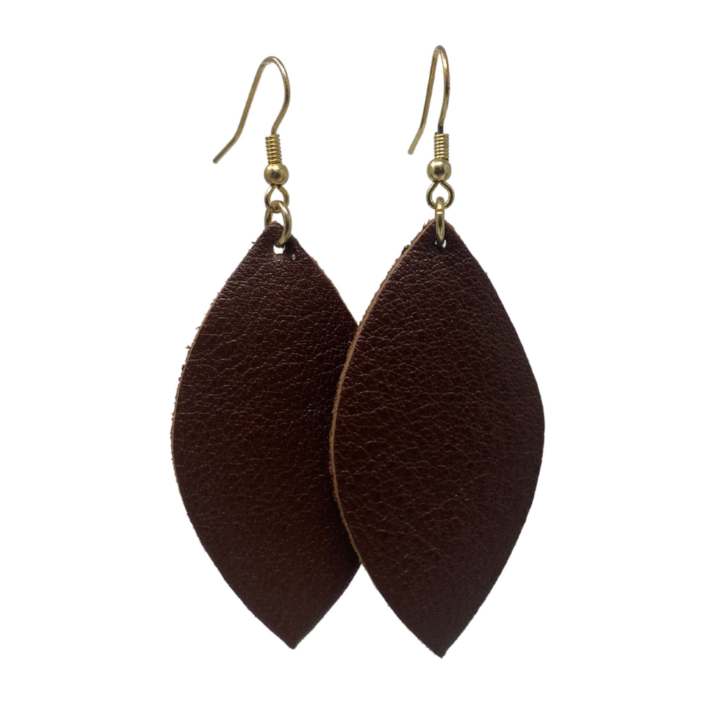Chocolate Brown Leather Earrings