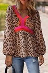 PREORDER Cheetah Colorblock Balloon Sleeve Blouse