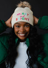 Beige Merry & Bright Knit Pom Hat