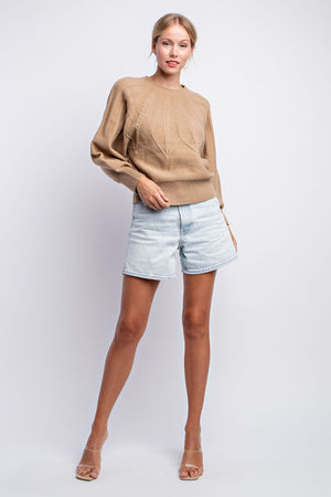 Braided Knit Sweater - Taupe