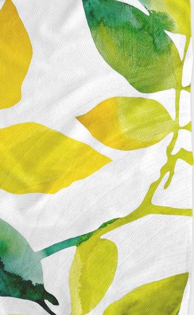 Botanical Watercolor Citrus Kitchen Tea Towel
