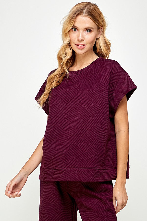 Burgundy Short Sleeve Sweatshirt