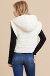 Solid Quilted Short Vest with Hoodie