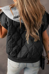 Quilted Hooded Puffer Vest | Black