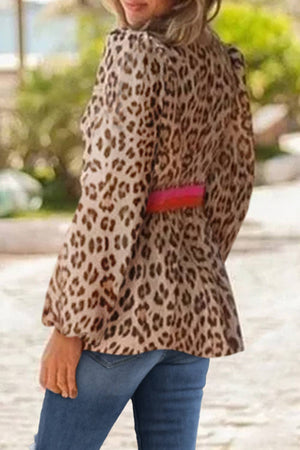 PREORDER Cheetah Colorblock Balloon Sleeve Blouse