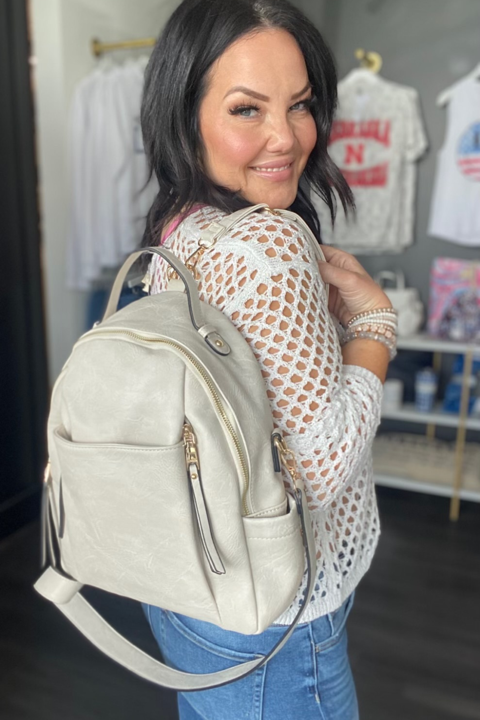 Lillia Convertible Backpack Off White