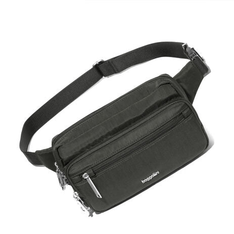Baggallini Securtex Anti-Theft Belt Bag Sling - Charcoal