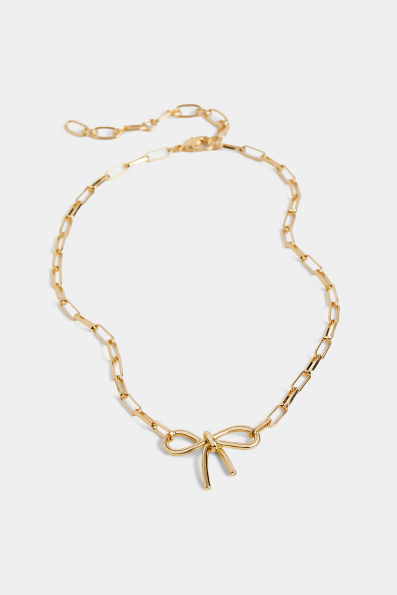 Alyssa Bow Chainlink Necklace | Gold