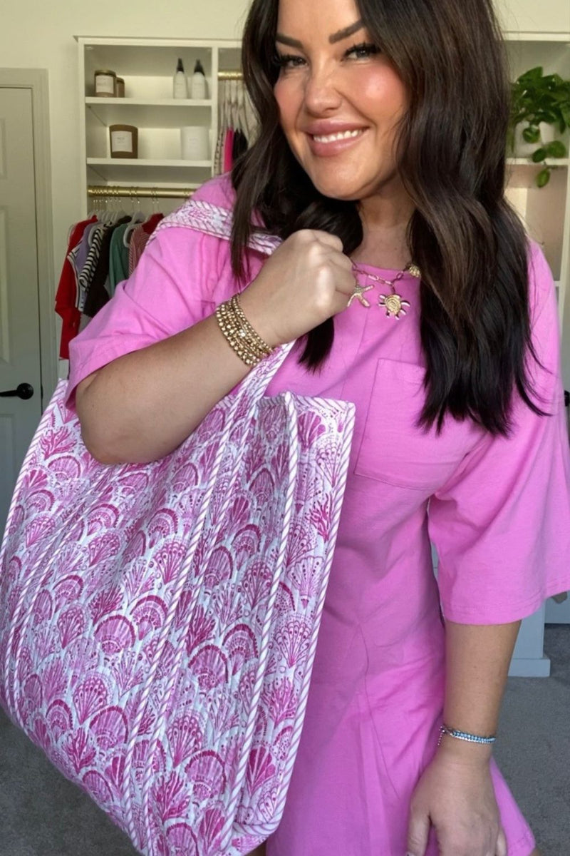 The Audrey | Pink Seashells Tote Bag