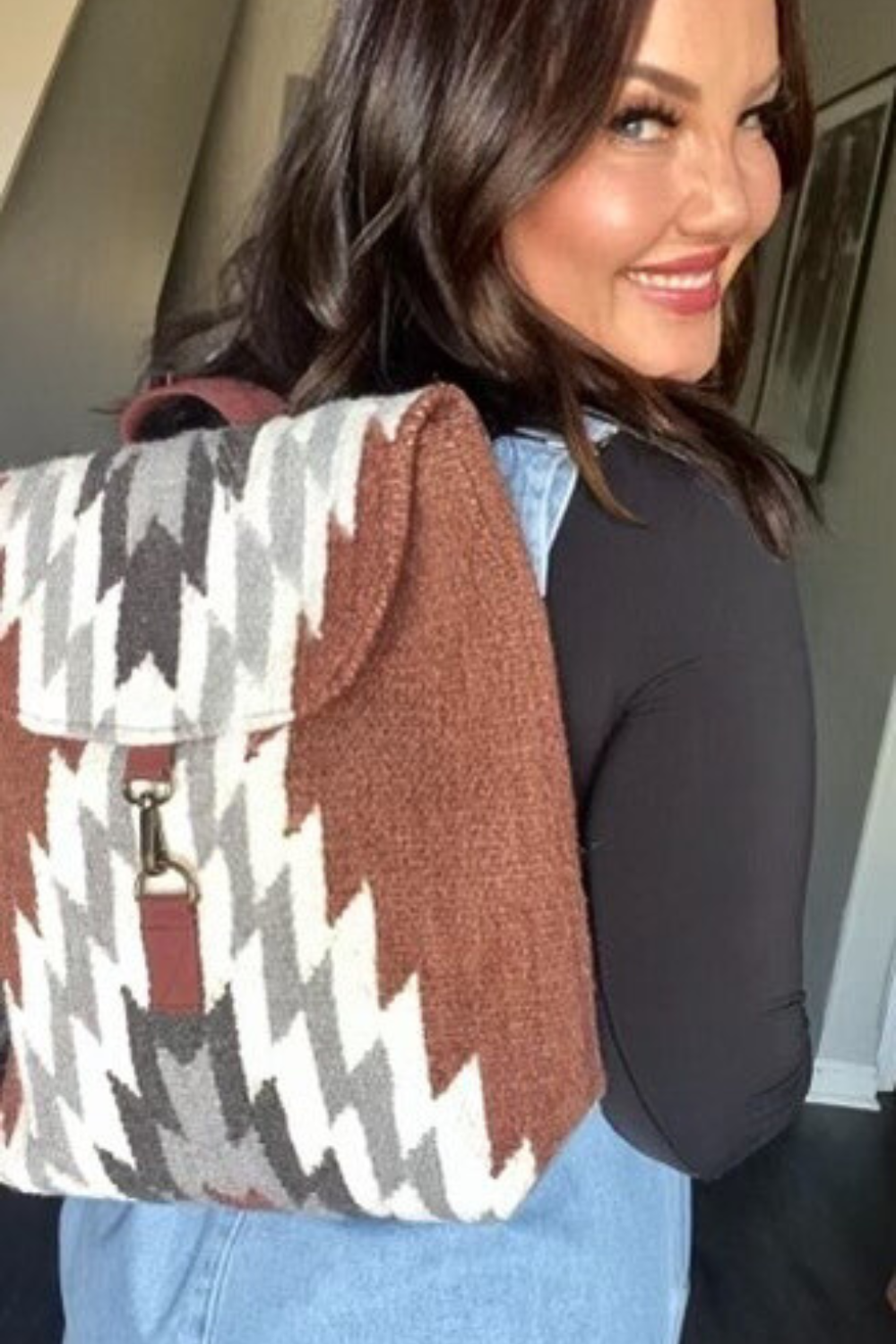 Rust, Cream & Gray Aztec Backpack