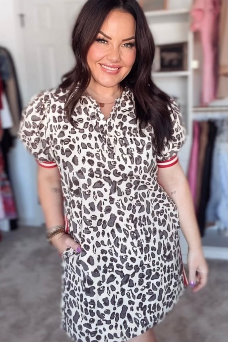 Leopard Print Short Sleeve Dress