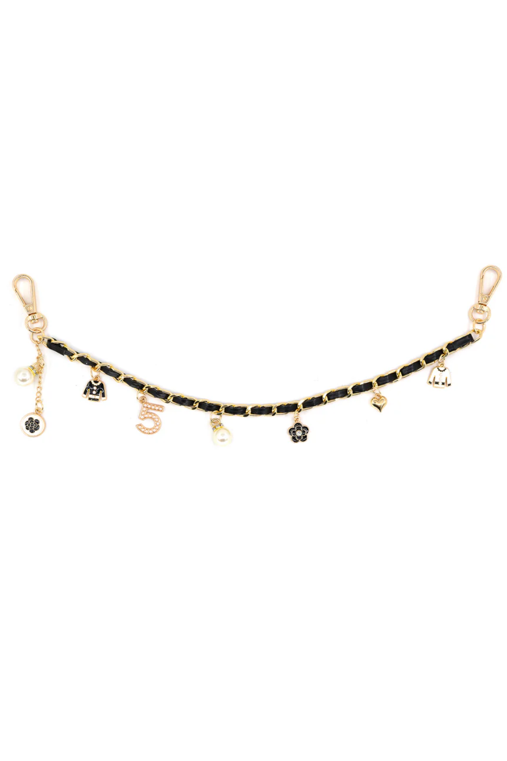 Gold & Black Handbag Charm Chain