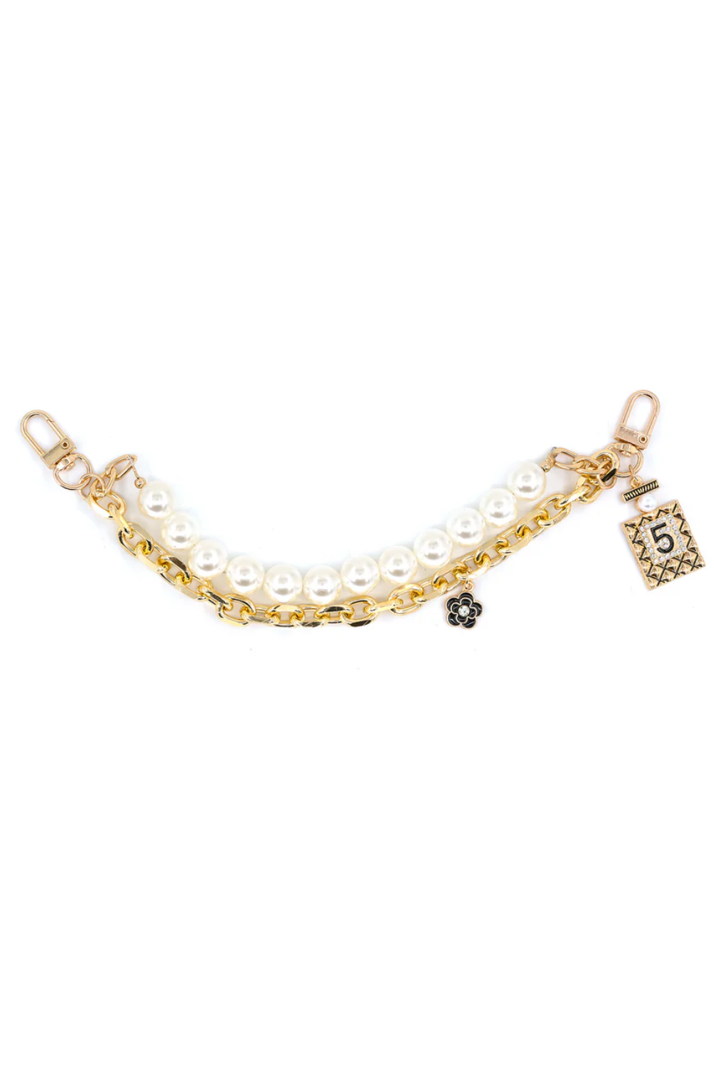 Pearls & Gold Luxe Link Handbag Charm Chain