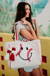 Baseball Oversized Happy Face Canvas Tote Bag | PREORDER