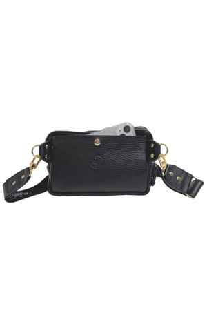 Bella Belt Bag In Black Leather | Upcycled LV