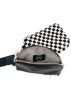 Wonderlust Woven Dual Pouch Wristlet | Black Checkered