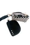 Wonderlust Woven Dual Pouch Wristlet | Black Checkered