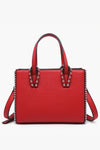 Brenda Vegan Studded Trim Tote | Cherry Red