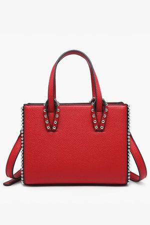 Brenda Vegan Studded Trim Tote | Cherry Red