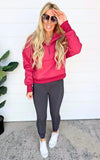Ava 1/2 Zip Sweatshirt - Raspberry