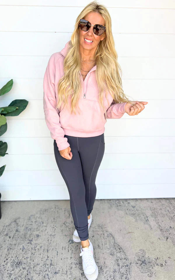 Ava 1/2 Zip Sweatshirt Mauve PREORDER