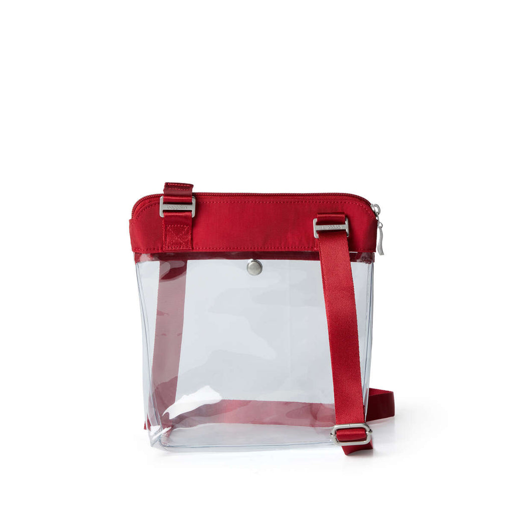 Baggallini Stadium Clear Pocket Crossbody Red