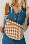 Westlyn Woven Bum Bag | Checkered Brown