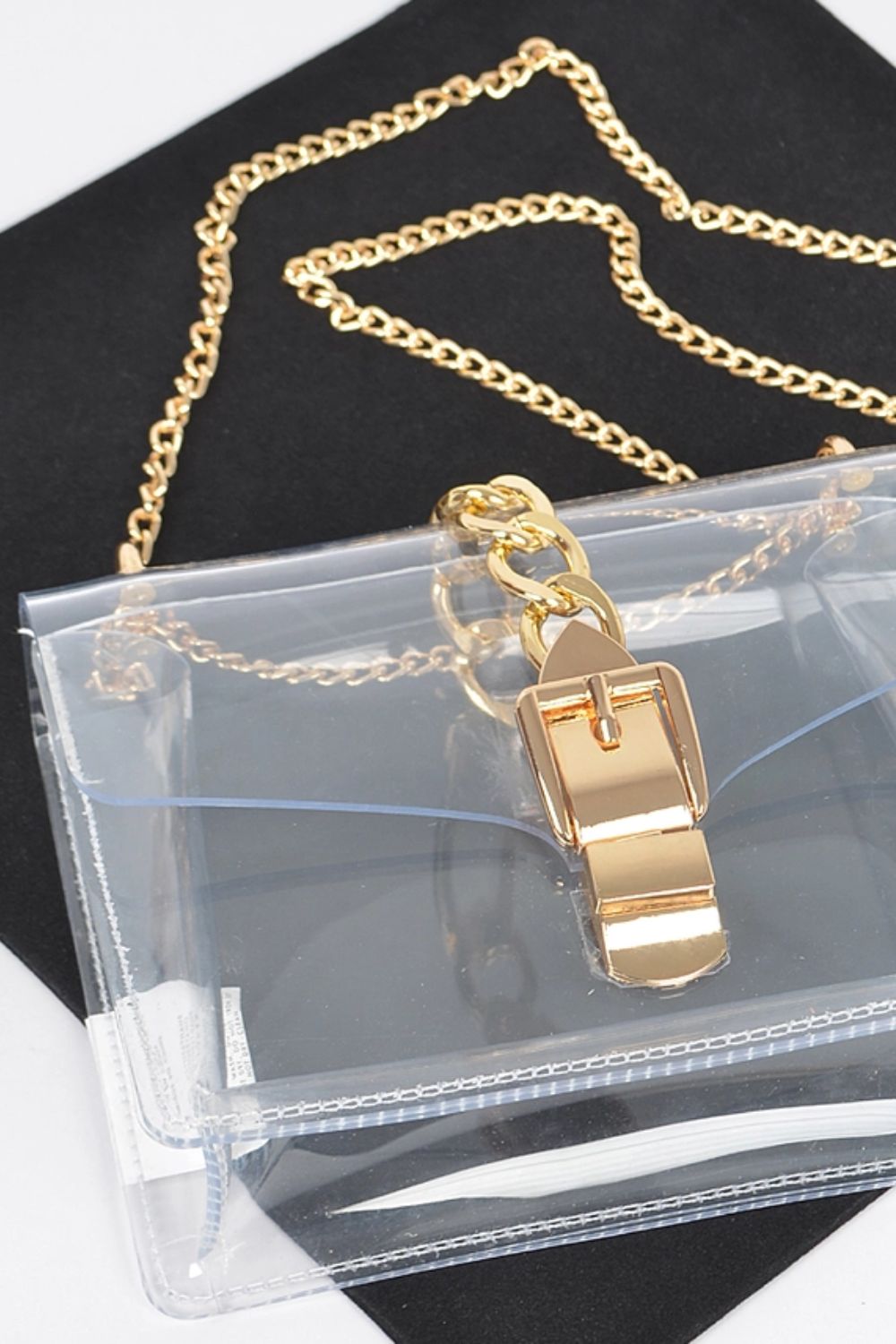 Gold Buckle Clear Crossbody Bag
