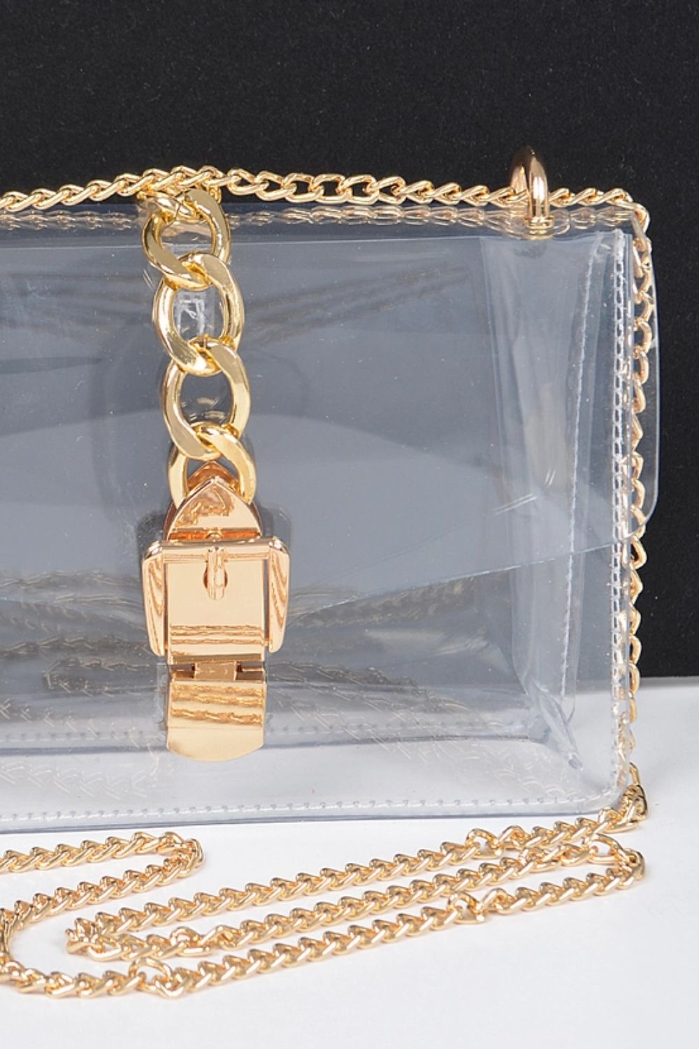 Gold Buckle Clear Crossbody Bag