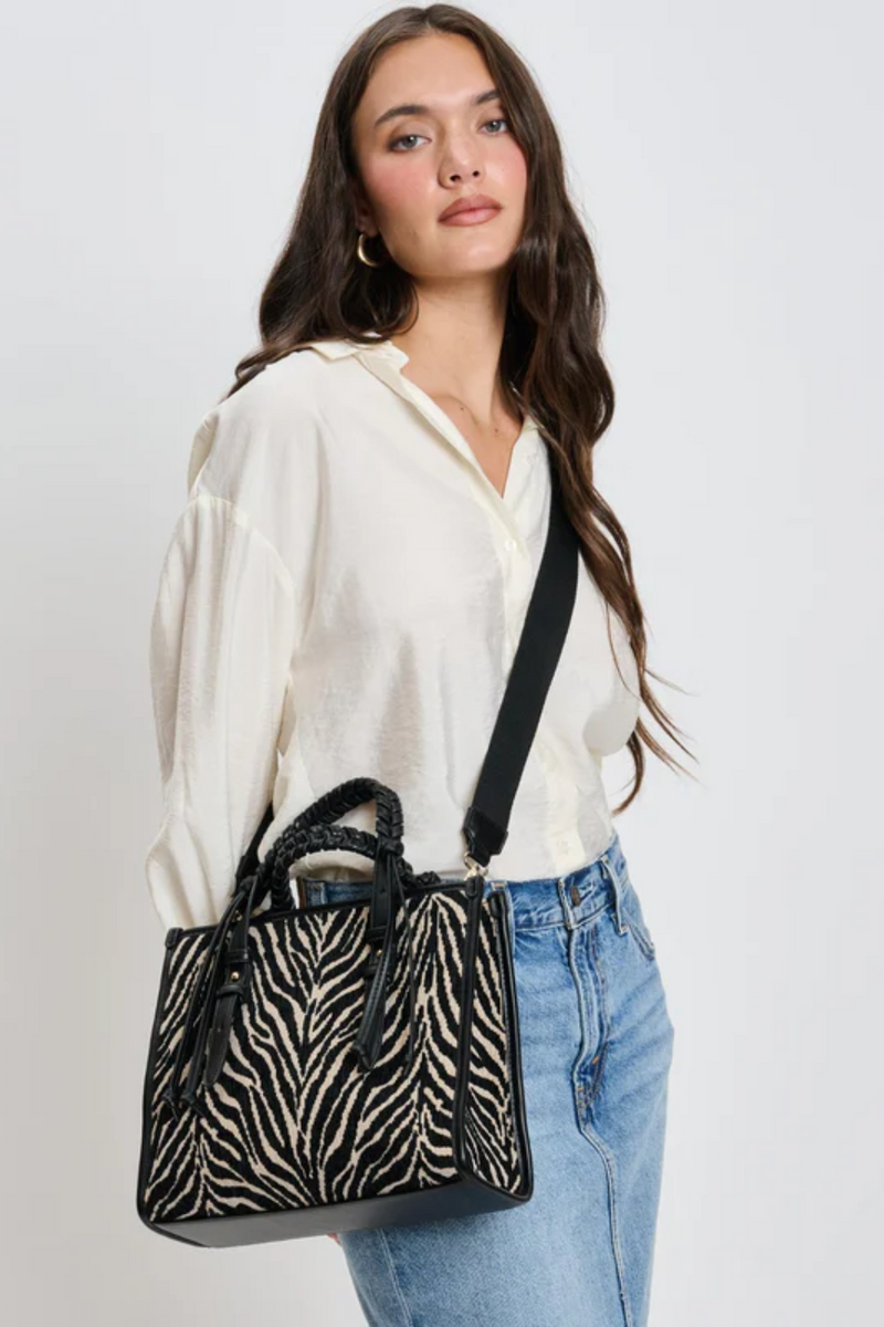 Dinsdale Zebra Print Crossbody | Black