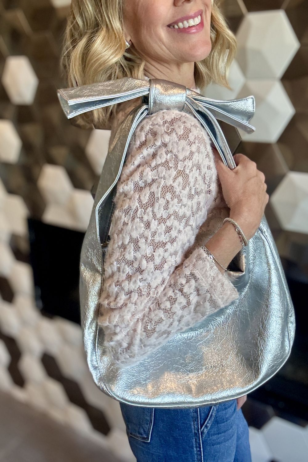 Marni Silver Recycled Vegan Crossbody Bag
