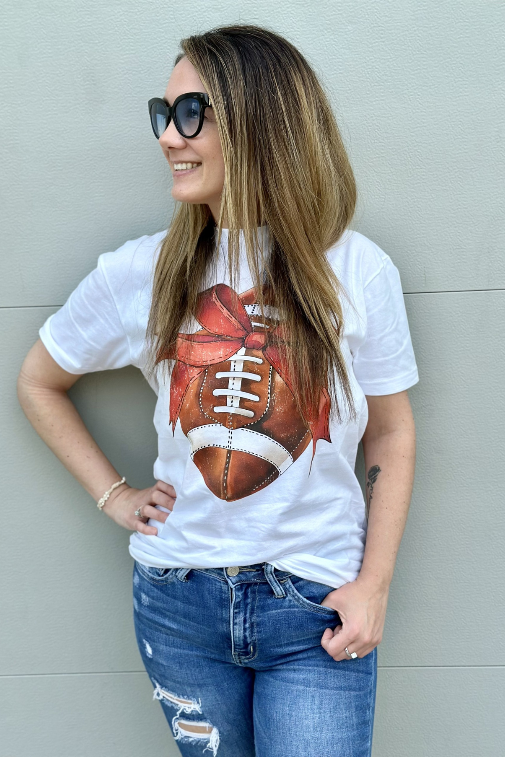 Football Coquette Bow Graphic Tee