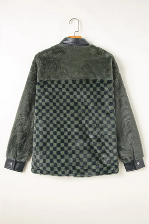 Checker Fleece Flap Pocket Jacket | Vineyard Green