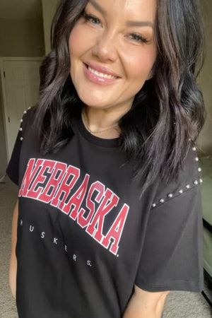 Nebraska Cornhuskers Studded Short Sleeve Tee