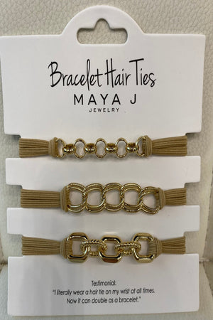 Bracelet Hair Ties Tan Gold 3