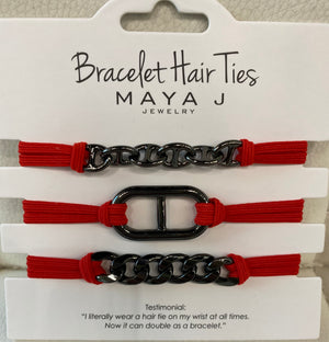 Bracelet Hair Ties Red Gunmetal (Dark Grey)
