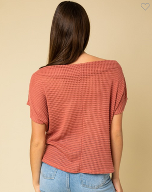 Boat Neck Bottom Twist Top Dusty Pink