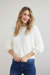 Imani Cable Knit Faux Fur Sweater | Winter White