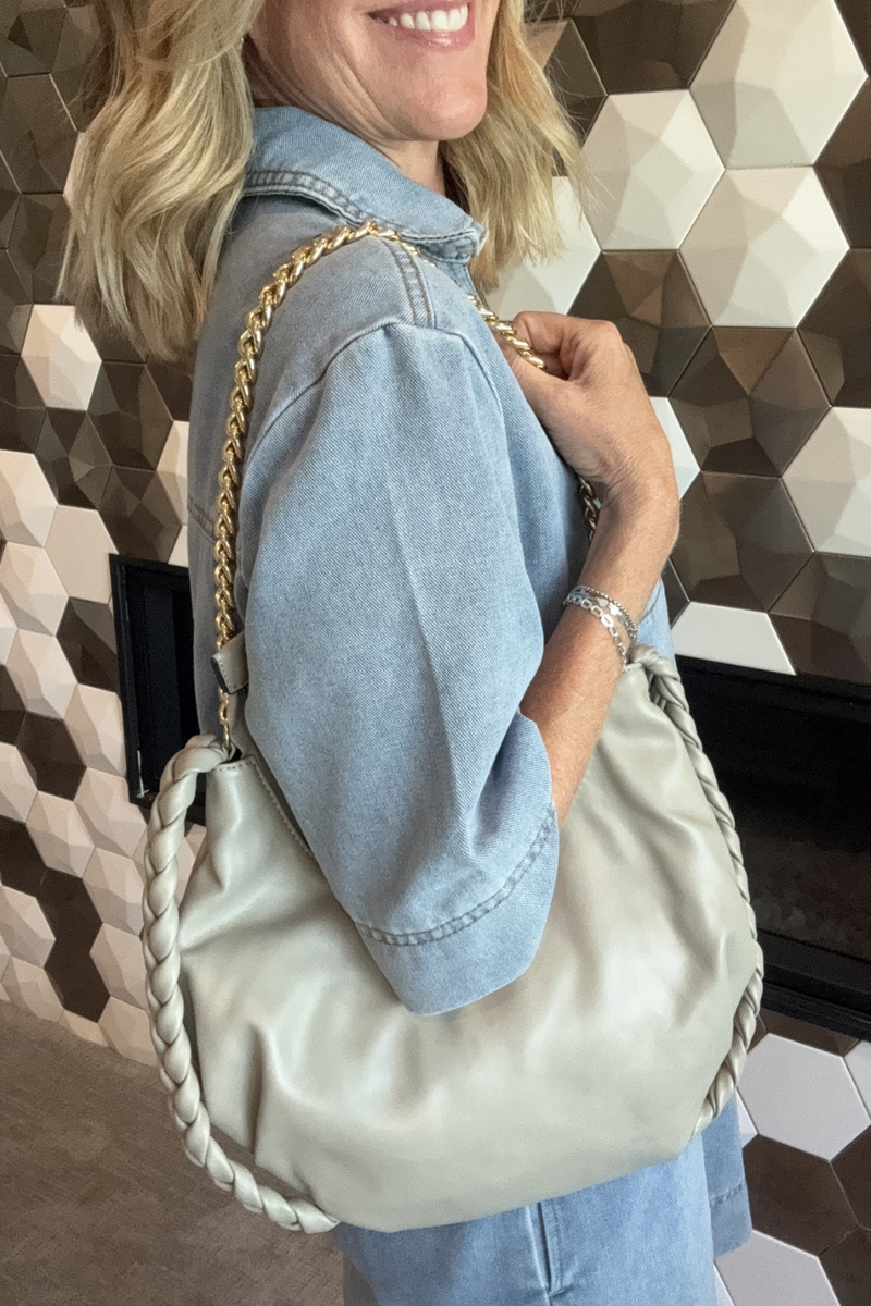 Elliot Chain Strap Satchel | Grey