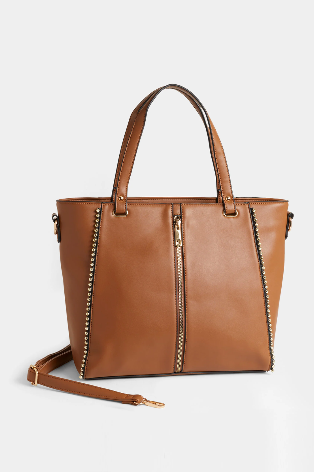 Jenna Studded Tote + Crossbody | Cognac