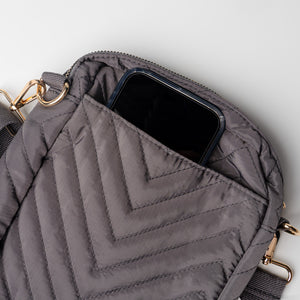 Kedzie Cloud 9 Gray Quilted Crossbody
