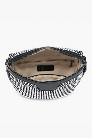 Kai Rhinestone Belt Bag | Silver & Black