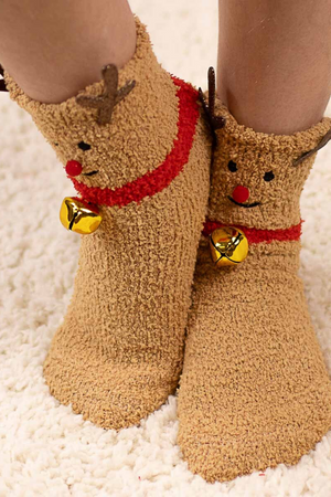 Kid's Rudolph Jingle Bell Cozy Socks