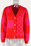 Red & Pink Checkmate Cardigan