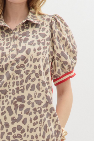 Leopard Print Short Sleeve Dress