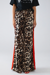 Leopard Wide Leg Pants with Red Stripe