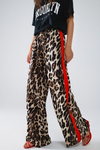 Leopard Wide Leg Pants with Red Stripe