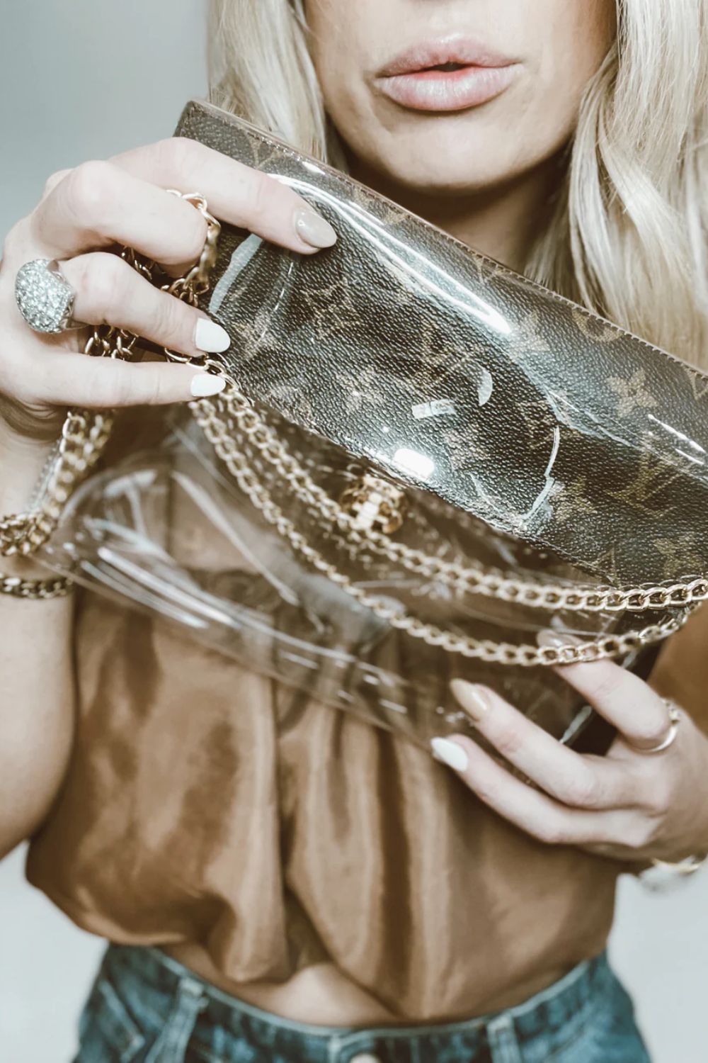 The Rox Repurposed LV Clear Bag