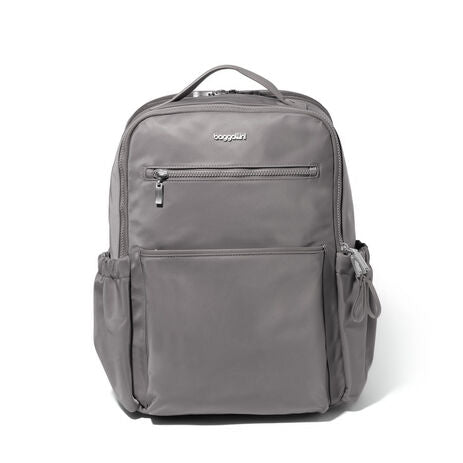 Baggallini Tribeca Expandable Laptop Backpack - Steel Grey Twill