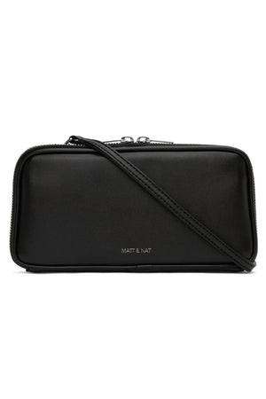 Black crossbody bag with 'Matt & Nat' branding on a white background